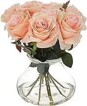 Nearly Natural Rose Artificial Arrangement with Vase