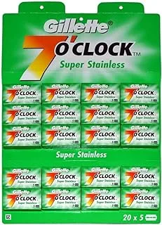 Gillette 7 O'Clock Super Stainless Double Edge Razor Blades - 100 Blades