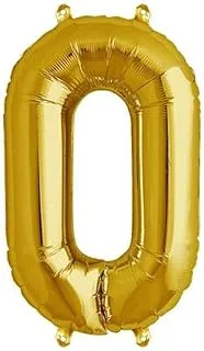 The Party Popper Number 0 Balloons, 40 inch Length, Gold