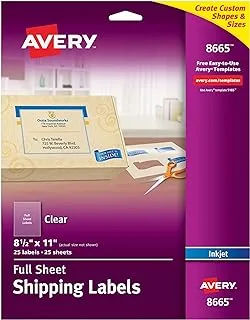 Avery Matte Frosted Clear Full Sheet Labels For Inkjet Printers, 8.5