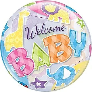 Qualatex 25898 Luftballon Bubble - Welcome Babytiere ، 56 سم ، Mehrfarbig