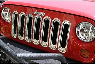 Rugged Ridge 11306.2 Grille Inserts, Chrome; 07-18 Jeep Wrangler Jk