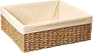 Homesmiths Seagrass Basket مع بطانة كبيرة 41 × 36 × 14.5 سم.