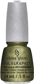 China Glaze Nail Lacquer With Hardeners - 14 Ml, Omg A Ufo Hologlam - Green