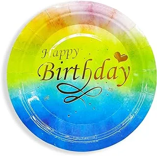 PARTY TIME - 6 Pieces 9 Inches Paper Plates Party Supplies, Happy Birthday, Wedding, Bridal Shower, Luncheon, Disposable Paper Dinnerware, Plate Sets (Gradient Color)