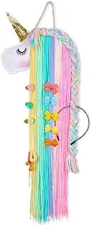 Yellow Chimes Unicorn Hair Clips Holder Rainbow Yarn Tassels Hair Bows Storage Unicorn Face Headband Hair Accessories Organizer Unicorn Theme Party Decorations for Kids Girls