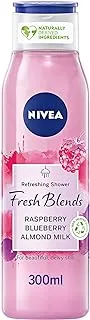 NIVEA Shower Gel Body Wash, Fresh Blends Raspberry & Blueberry and Almond Milk, 300ml