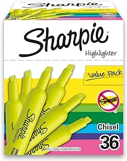 Sharpie Tank Style Highlighters, Chisel Tip, Fluorescent Yellow, Box Of 36 (1920938)