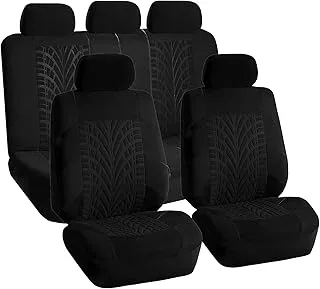 FH Group Fb071Black115 Universal Fit Full Set Travel Master Black Automotive Seat Covers Fits Most Cars, Suvs, And Trucks (Airbag And Split Bench Compatible)