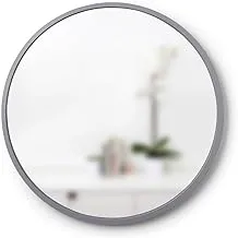 Umbra, Grey Hub 24” Round Wall Mirror With Rubber Frame, Modern Decor For Entryways, Bathrooms, LivingRooms Inch
