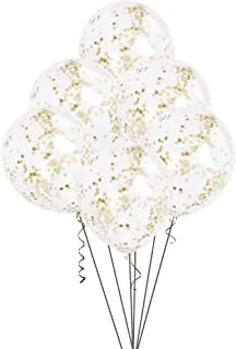 Unique Confetti Balloon 6-Pieces, 12-Inch Size, Gold