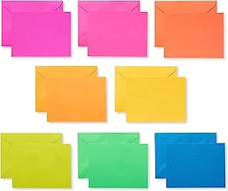 American Greetings Single Panel Blank Cards With Envelopes, Neon Rainbow Colors (100-Count)