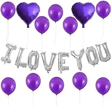 Wedding Balloon Set I Love You Balloons Aluminum Foil Balloons Heart Balloons for Valentines Day Proposal Birthday Party Decoration 21pcs(Gold) Elise (Color : Purple)