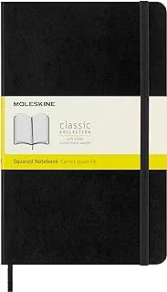 دفتر ملاحظات ورقي كلاسيكي مربع الشكل من Moleskine بغطاء ناعم ومجلة إغلاق مطاطية ، 13 × 21 سم ، أسود