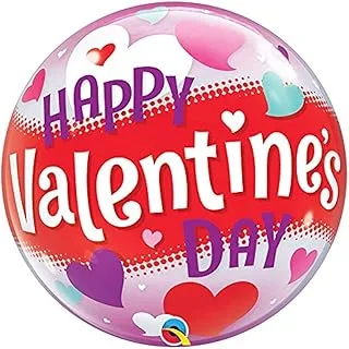 بالون Qualatex Happy Valentines Day Hearts Bubble ، مقاس 22 بوصة