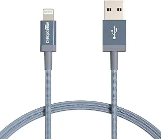 Amazon Basics Nylon Braided Lightning to USB Cable - MFi Certified Apple iPhone Charger, Dark Gray, 3-Foot (1M) 5-Pack (Durability Rated 4,000 Bends)