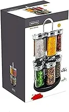 Revolving Countertop Spice Rack Spinning Herb Organizer with 12 Glass Carousel Tower for Kitchen