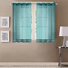 Queenzliving Symphony Sheers Curtain, Window 5 Feet- Pack Of 2, Turquoise Blue