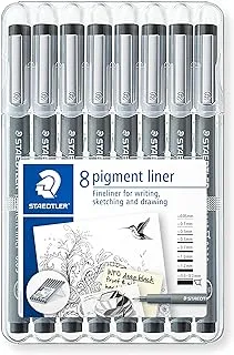 STAEDTLER 308 SB8 ST pack of 8 02-9 Fineliner Pigment Liner - Black