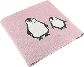 Pluchi Kbpengf256001104 Penguin Family Knitted Baby Blanket, Pink