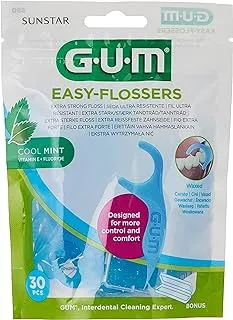 Gum Easy Flossers Dental Floss-With Convenient Travel Case-Disposable-Shred Resistant-Super Strong-Easy Slide Between Teeth-Effective Cleaning-Removes Plaque-