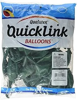 Qualatex Quick Links Plain Latex Balloons 50-Pieces, 12-Inch Size, Green