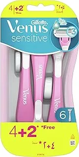 Venus Gillette Sensitive Disposable Razor, 4+2 Count