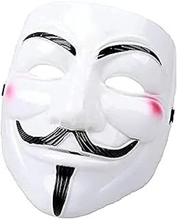 RGLT White V for Vendetta Guy Fawkes Fox Face Mask Fancy Halloween Cosplay Pack of 1, MK-2GuyFox, Regular