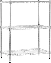 Amazon Basics 3-Shelf Adjustable, Heavy Duty Storage Shelving Unit (113.3 kilogram loading capacity per shelf), Steel Organizer Wire Rack, Chrome, 58.9 x 34 x 193.5 centimeters