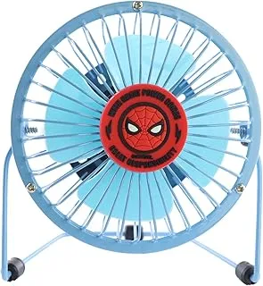 Marvel Spiderman Metal 4-Inch Casing | Quiet USb Fan, Long Lasting, | Desk Personal Fan