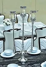 Decorative Metal Candle Holders Tall Chandelier Style Wedding Centrepiece Metal Silver Candlestick Holder Top Table Stand Tealight Candle Holder For Wedding Party Dinner Events Decoration