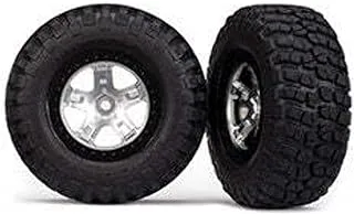 RC CARS TIRES AND WHEELS TRAXXAS TIRE/WHEEL ASSEMBLED BLACK BEADLOCK FR/RE (2)