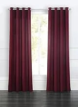 Home Town Plain Polyester Black Out Maroon Curtain,135X240cm