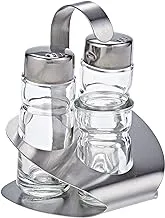 Harmony 83113 Salt, Pepper And Toothpick Bottles With Metal Stand Set - 2 Pieces,Clear