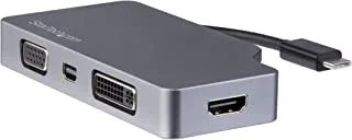 StarTech.com USB C محول فيديو متعدد المنافذ مع HDMI أو VGA أو Mini DisplayPort أو DVI - محول شاشة USB من النوع C إلى HDMI 1.4 أو mDP 1.2 (4K) - VGA أو DVI (1080p) - ألومنيوم رمادي فلكي (CDPVDHDMDPSG)