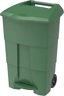 Cosmoplast 100L Step-On Waste Bin With Pedal & Wheels, Hunter Green