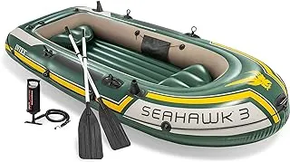 Intex Seahawk Inflatable Boat Set, 3-Person Set With Oars + Inflator