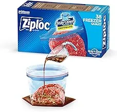 Ziploc Seal Top Food Freezer Quart 38 Bags, Unbeatable Freezer Protection, Microwave Safe, Grip'n Seal Technology