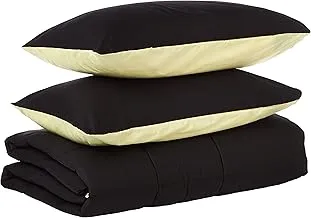 Ibed Home Comforter Set, Black/Pastel Yellow, Single - 160X220 cm, 2Blckpyllw-Sngl, 4 Pieces