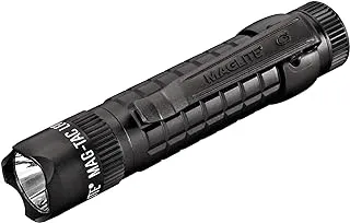 مصباح يدوي MAGLITE Mag-Tac LED - متعدد الأوضاع / مفتاح الضغط على زر الغطاء الخلفي - فائق السطوع 320 لومن / شعاع 193 مترًا - وقت تشغيل مقاوم للماء لمدة 4 ساعات تم اختباره 1 متر - أسود