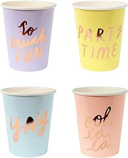 Meri Meri Typographic Party Cups 8 Pieces, 9 Oz Capacity