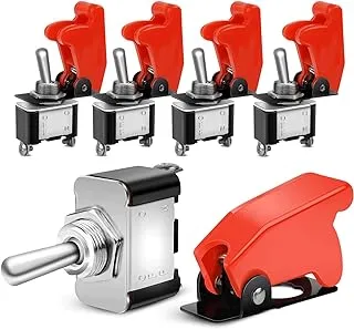 Nilight 90014E Heavy Duty Rocker Toggle Switch 12V 20A Red Cover Spst On/Off 2Pin Car Truck Boat-5 Pack, 2 Years Warranty