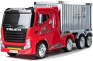 MEGASTAR Battery Powerwheels Towing 12 v Container Ride on Truck للأطفال - أحمر