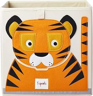 3 Sprouts Cube Storage Box - Organizer Container for Kids & Toddlers, TIGER