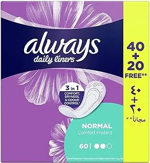 Always Daily Liners Comfort Protect, Normal, 60 Count