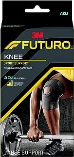 Futuro Sport Knee Support Adjustable size, 1 unit/pack | Dark Grey color | 09039ENR | Helps support injured knee | Moderate support | Knee Support