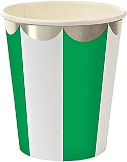 Meri Meri Stripe Cup 8 Pieces, 9 oz Capacity, Green