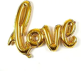 PARTY TIME - 1 Piece Big Gold Cursive Love Balloons - Large Foil Valentines Day | Mylar Love Shaped Balloons for Valentines Day | Love Balloon for Proposal, Wedding and Anniversary Decorations