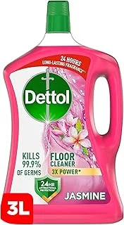 Dettol Antibacterial Power Floor Cleaner (Kills 99.9% of Germs), Jasmine Fragrance, Can be Paired with Vacuum Cleaner for Cleaner and Shinier Floors, 3 L