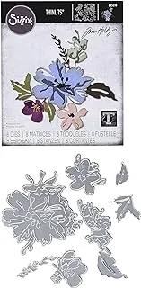 Sizzix Thinlits Die 665210 Brushstroke Flowers #2 By Tim Holtz 8 Pack, Multicolor